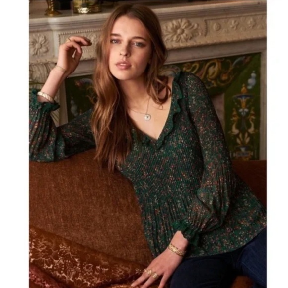 Sezane Sybille Floral Blouse Green Size 36 (S) - Picture 2 of 10
